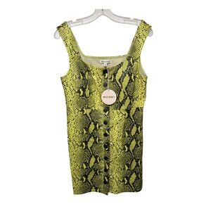 Wild Honey Women Mini Dress M Snap Front Bodycon Snakeskin Print Clubwear
